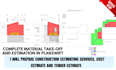 prepare construction estimating services, cost estimate and tender estimate