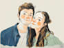 make a watercolor couple portrait