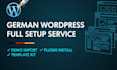 install german wordpress web theme demo import install plugins template kit fix