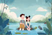 create cartoon disney couple portrait