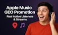 do apple GEO promotion for real active listeners and streams
