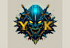 create custom futuristic cyberpunk, mech, y2k logo design
