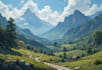 paint professional landscape concept art in painterly style