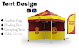 design  tent,with feather flag table cloth roll up banner