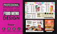 design a modern and unique menu design for your restaurant