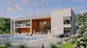 redesign 3d detached duplex, garage basement, pool design,interior cgi rendering