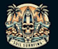 make creative beach skull tiki bar emblem logo