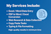 do professional assignment writing, transcription, fast typing, and excel task
