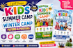 create kids summer camp, winter camp flyers and posters
