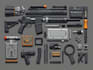design weapon, device, and parts vector art illustration
