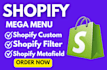 setup shopify footer, shopify copy, shopify header,dropdown menu, megamenu