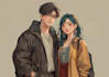 design a romantic couple in anime style