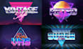 design custom 80s retro logo, synthwave, vaporwave chrome text