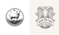 make hand drawn sheep mountain farm logo