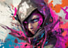 do a custom face stencil in graffiti art style