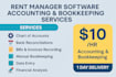 provide accounting and bookkeeping services on rent manager