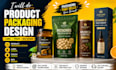 product packaging design, label design, pouch design, box design