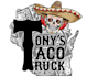 create high quality skull tacos, mexican food logo