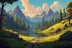 make 2d background, landscape illustration and concept art