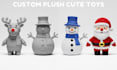custom 3d plush toy model, christmas gift character 3d printable design render