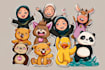 design awesome animals, human emoticon, stickers, mascot