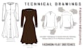create fashion flat sketches and technical drawings 24hr