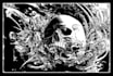 draw detailed in a dark art, fantasy, skull, horror, illustration