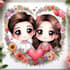 draw cute couple portrait chibi style for valentine gift