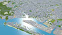 render 3d urban simulation,city mapping,cgi aerial view,masterplan,zoning layout