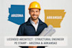 licensed architect, structural engineer, pe stamp in arizona, arkansas