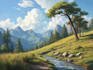 paint professional landscape concept art in painterly style