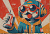 create a retro style cartoon illustration