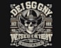 create vintage skull western cowboy logo