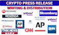 do crypto press release writing and PR distribution crypto promotion publicist