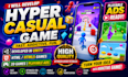 develop a hyper casual game in unity, HTML or HTML5, 2d game, playable ads