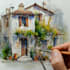 do an watercolor house portrait