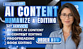 edit ai content, humanize ai content, line edit and proofreading