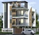 design a modern 3d house elevation with high quality realistic render