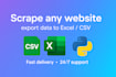 scrape any website and export clean data to excel or CSV