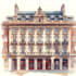 sketch architecture building with watercolor rendering