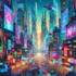 do cyberpunk futuristic city art