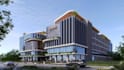remodel 3d commercial building, shopping complex design, exterior park rendering