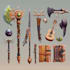 design creative concept art of weapons and items
