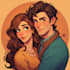 draw a cute cartoon couple portrait