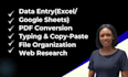 be your virtual assistant for data entry, research and admin tasks