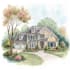 create a custom digital watercolor house portrait