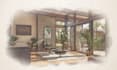 hand drawn digital watercolor architectural art