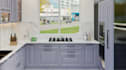 restyle modular kitchen layout, kitchen cabinets, interior design, cgi rendering