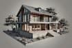draw architectural house drawing, 3d house modelling, building illustration art