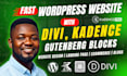 build kadence or divi website using kadence blocks and gutenberg blocks